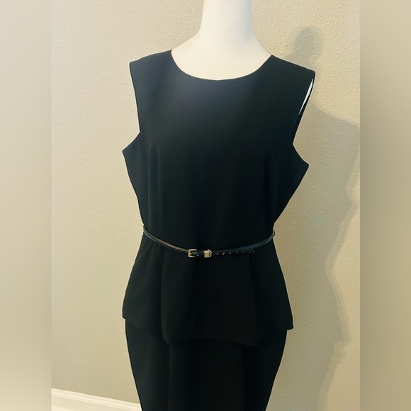 CALVIN KLEIN Elegant Formal Black Belted Dress size 12 Excellent Condition - Picture 8 of 14